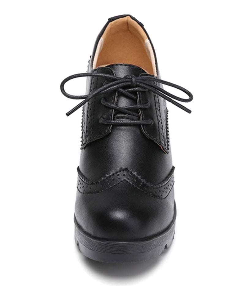 DADAWEN Women's Classic T-Strap Platform Mid-Heel Square Toe Oxfords Dress Shoes Black US Size 7 - Image 3